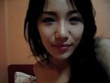 He fucks his Korean girlfriends hairy pussy