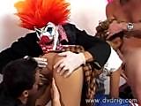 Free porn videos - stunning asian teen kimmy kahn gets covered in silly string and groped by clowns having hard time breathing as shes double stuffed by pervs