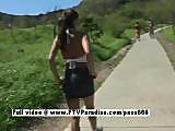 Isabella, amateur brunette public posing pussy and ass