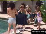 Giant orgy of lesbians in a pool!