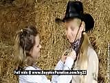 Zoe and Aneta from sapphic erotica, amateur teen blonde lesbian babes teasing and kissing in the stable