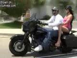 she rides his bike and rides his cock