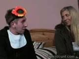 Younger guy seduces a very hot blonde mom into getting naked for his personal delight