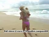Sandy and Yana from ftv girls, amateur stunning lesbian teens posing nude on the beach and licking nipples and kissing