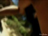 Amber Michaels and Crystal White are two blonde European lesbians who are outdoors wearing bikinis. They begin by fingering, licking, and rubbing one another, then they graduate to sex toys. These dildos are inserted into both their pussy and an