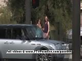 Anna and Amber from ftv girls, amateur blonde and redhead horny lesbians kissing and teasing on the street