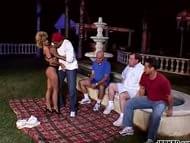 Busty milf named Sammie gets her pussy licked and fucked outdoor