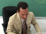 Cute cheerleader Tessa sucking and fucking her professors cock
