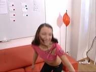 Really hot young german teen with braces takes it anal.