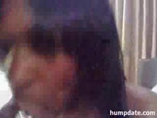 Horny ebony babe sucks a big black cock and gets a thick facial