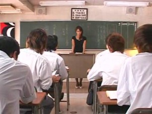 Horny Japanese Teacher Pussy Hammered Down