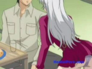 Huge tits sexy hentai babe gives her friend a blowjob and gets facial cumshot. She gets on her knees and sucks his stiff dick until he cums on her face. Then he licks her wet cunt.