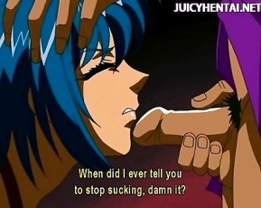 Tied up anime babe gets double pounded by a toy and a cock