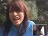 very hot asian girls riding dildo bike in public place