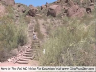 After joking somewhere in the mountains is a super sexy girl shows her breasts and ass