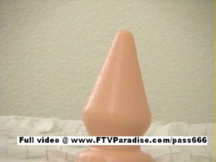 Awesome Adorable cute teen babe riding huge dildo in the bedroom