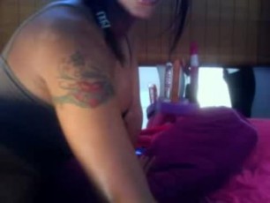 Big assed Latina with dildo up her cooch