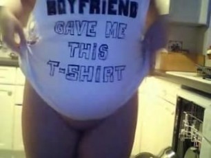slut chubby teen housewife showing off in the kitchen