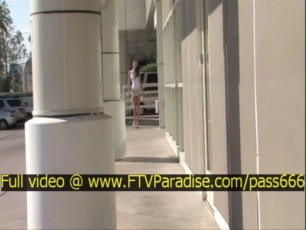 Monica ingenious sexy redhead babe walking in a diner flashing tits and pussy