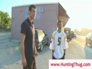 Black thug horny to suck some white cock gets down and sucks it on the streets