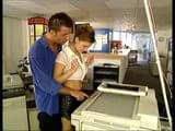 hot Euro blonde chick with a great set of tits taking a hard ass pounding bent over a photo copier