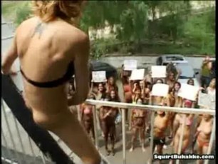 Naughty babe drenched on angry lesbians pussy cum