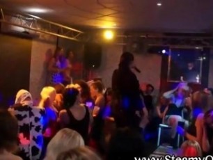Dirty cfnm babes get their pussys filled with stripper dick
