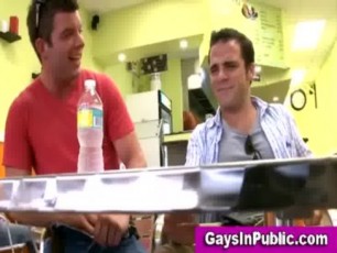Video of risky exhibitionist gay cock sucking in a public place