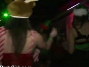 Much glee from these horny whores during the holiday season while they are showing their boobs and ass