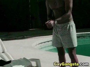 Two hot black studs in a very sexy anal hole fucking action. Dirty male to male black meat pounding with nasty sperm shots in the end.