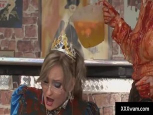 Kinky horny young blonde and red headed freaks let loose and start completly ruining each others unnecesarily fancy dresses and shirts by pouring every nasty disgusting sticky substance they can get t
