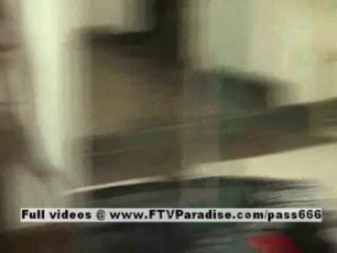 Janine talented amateur redhead doll dressing and posing her little tits and her wet ass and undressing