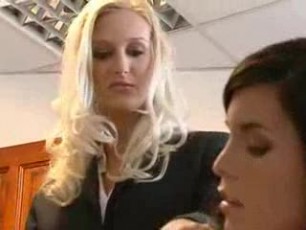 sexy blonde secretary gets flirted with then eaten out by a co worker