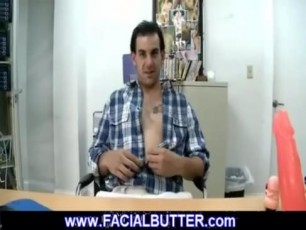 Cute guy gives POV gay blowjob at audition for gay movie
