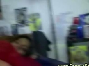 Real college ebony babe gets spitroasted during amateur orgy