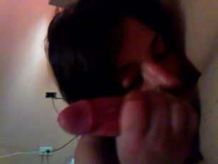 Pov deepthroat of fat cock by sexy chick with fake tits n chest tattoo