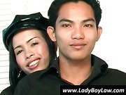 Splendid ladyboy in high heels gives blowjob