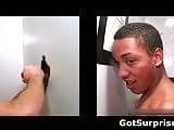 Straight gay gives head at gloryhole