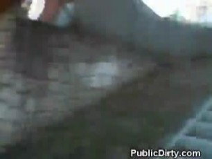Wild and very hot European blonde sucking off complete stranger outdoors in public area.