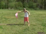 young chick enjoys beautiful day outside