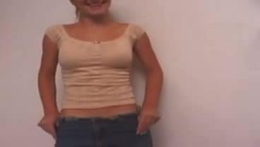 Girl Lifts Up Jean Skirt To Show Off Bald Pussy : XXXBunker.com Porn Tube