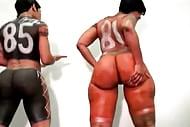 Sexy Naked Ebony Babes Painted In American Football Kits ...