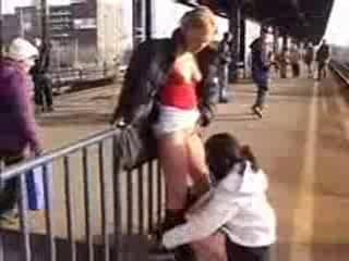 Lesbians, Drinking Piss At A Train Station : XXXBunker.com Porn Tube